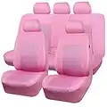 CAR PASS Pink Leather Seat Cover Automotive Breathable Universal Car Seat Cover Set Package-Super 5mm Sponge Inside,Airbag Compatible, Interior Cover Cute for Women for Car Truck Van (Pink,Full Set)