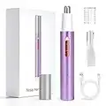 Nose Hair Trimmer for Women, Rechargeable 2 in 1 Ear and Nose Hair Trimmer for Women, 2023 Professional Painless Eyebrow & Facial Hair Trimmer with Powerful Motor and Dual-Edge Blades Easy Cleansing