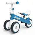 JOLLITO Vélo d'équilibre pour bébé, vélo réglable pour bébé de 12 à 24 Mois avec 3 Roues silencieuses, Jouet d'équitation pour garçons et Filles de 1 an (Blue, Classic)