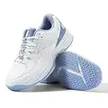 FitVille Womens Tennis Shoes Wide Fit Squash Badminton Shoe Non Slip Sports Trainers Sneakers for Tennis Volleyball, Sky Blue, 4 UK Wide