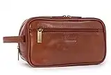 Ashwood - Vera Pelle - Borsa da toilette/Beauty Case Viaggio/Wash Bag/Borsa Pochette per Trucchi e Accessori/Organizer per Prodotti per Viaggiare - Uomo - 2080 - CASTAGNA MARRONE