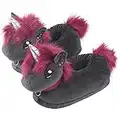 corimori Süße Plüsch Hausschuhe (10+ Designs) Einhorn „Ruby“ Slipper Einheitsgr. 34-44 Unisex Pantoffeln Schwarz Pink