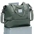 Bolsa de Viaje para Mujer, Bolsa de Deporte para Gimnasio para Mujer, Bolsa de Fin de Semana, Bolsa de Transporte, Bolsa de Playa, Bolsa de Noche, Bolsa de Equipaje Impermeable expandible,A1-Verde