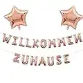 Willkommen Zuhause Banner Welcome Home Ballon mit Stern Pailletten für Hause Familie Willkommen Baby Empfang Partei Dekoration(Champagner)