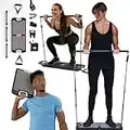 EVO Gym - Portable Home Gym Strength Training Equipment, at Home Gym | All in One Gym - 10 Resistance Bands, Base Holds Gym Bar & Handles for Travel | Portable Gym & Home Exercise Equipment | 320LBS