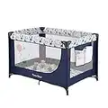 Pamo Babe Portable Crib with Mattress，Foldable Baby Playpen with Carry Bag (Blue)