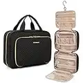 BAGSMART Bolsa de aseo colgante organizador de viaje con bolsa de cosméticos transparente aprobada por la TSA y bolsa de maquillaje desmontable para artículos de tocador de tamaño mediano, negro