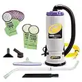 ProTeam Super QuarterVac Commercial Backpack Vacuum Cleaner with HEPA Media Filtration, Adjustable Length Wand Tool Kit and 12 Extra Filter Bags, Gray