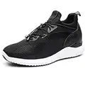 CHAMARIPA-Scarpe da Ginnastica Scarpe Sportive Scarpe Leggero con Tallone Nascosto per l'Uomo Nero Blu Grigio -7cm Taller-H71C62V011D