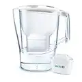 BRITA Carafe filtrante Aluna XL blanche + 1 filtre MAXTRA+, réduit le calcaire, le chlore et le plomb pour une eau du robinet plus pure, sans BPA.