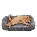 Enjoying Plush Cat Bed Mat 10" x 15" Pet Cushion with Pillow Around for Puppy Cat Curling Sleep Cat Pad for Cat Carrier/Crate Small Dog Self-Warm Bed, Antiskid Bottom, Small