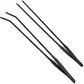 Wzong Lot de 2 pinces à épiler extra longues en acier inoxydable pour aquarium - Droites et courbées - Pour aquarium - 38 cm - Noir