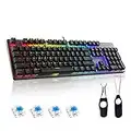 Mechanical Gaming Keyboard Blue Switch 104 Keys Full Size, KITCOM RGB Backlit Hot-swappable Per Key Double-Shot ABS keycaps Programmable Macro Detachable Type-C Wired Keyboard for Windows Laptop PC