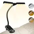 Electight 14 LEDs Doble Cabeza Luz Lectura, USB Recargable Lampara de Lectura Pinza con Libro, 8 Modos de Brillo x 3 Colores Ajustable, Indicador de Batería, Hasta 80 Horas, para Leer, Trabajar