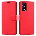 iCatchy Funda para Oppo A16s / A54s Funda de cuero con tapa para libro Flip Folio Stand View cierre magnético con ranuras para tarjetas (rojo)