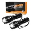 Semlos LED Flashlight, XML T6 Ultra Bright Handheld Flashlight, Pocket Flashlight High Lumens, 5 Modes, Zoomable, Waterproof Camping Light for Outdoor, Emergency (2 Pack)