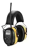 ZOHAN EM042 AM/FM Radio Headphone with Digital Display,Ear Protection Noise Reduction Safety Ear Muffs,Ultra Comfortable Hearing Protector for Lawn Mowing and Landscaping - Yellow