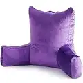 Neustern Almohadas de lectura con brazos de apoyo, respaldo de espuma viscoelástica triturada premium para TV con funda lavable (XL (morado noble)