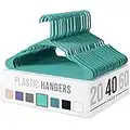 Plastic Clothes Hangers | Durable Coat and Clothes Hangers | Vibrant Color Hangers | Lightweight Space Saving Laundry Hangers | 20, 40, 60 Available (40 Pack - Aqua)