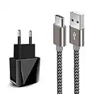 Zeuste-Cargador Móvil con 2 Puertos USB Compatible con la mayoría de Dispositivos móviles,2M Gris Cable USB Tipo C para Samsung Galaxy S9/S8+/Nota 8,conmutador Nintendo,Sony Xperia XZ,Huawei P9