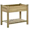 Outsunny Letto per Orto Rialzato in Legno con Ripiano Inferiore, Fioriera da Esterno Portapiante per Giardino e Balcone, 91x51x76cm