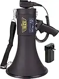 UZI High Power Loud Big Megaphone 50W, Real Siren, Bullhorn, Rechargeable Battery, Portable Professional Speaker, PA System, Adjustable Volume, Outdoor Activities, Coaching, Football, Baseball, Hockey