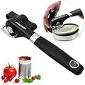 Safe Cut Can Opener - Hokimax Smooth Edge Can Opener-Side Cut Manual Can Opener, Anti-slip Grips Handle, Food Grade Stainless Steel Cutting Can Opener for Kitchen and Restaurant, Easy to Hand Can Opener, Black