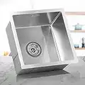 LOMAZOO Kitchen Sink - Stainless Steel Sink - Suitable As Topmount and Undermount Kitchen Sink, Undermount Sink - Kitchen Sink Single Bowl (40x40 cm) [Cyllene]