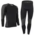 ALPIDEX sous vêtement Thermique Homme Tenue Fonctionnel Ensemble Ski Chaud Flexible Respirant Hiver Automne, Taille:S/M, Couleur:Black-Grey