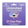 Jethro Mobile USA Travel SIM Card (21 Days), Unlimited Talk/Text/Data (15GB High-Speed), Quick Activation, Calls to Canada Unlimited, 3-in-1 Size Sim Kit