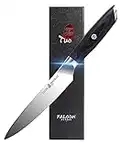 TUO Kitchen Utility Knife Small Kitchen Cooking Knife German HC Steel Straight Blade Steak Knife Full Tang Pakkawood Handle Falcon Series with Gift Box 5 inch utility knife