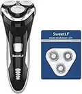 SweetLF Electric Shaver for Men Wet and Dry Waterproof Electric Razor Cordless 3D Rechargeable Rotary Shaver Razor for Men with Pop-up Trimmer, Black