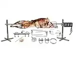 SpitJack CXB85 Pig, Whole Hog, Lamb BBQ Spit Roaster Rotisserie Kit. Electric 40W Motor, 60 Inch Spit Rod, All Stainless Trussing Hardware, Accessories. Portable Charcoal Barbecue or Outdoor Wood Fire