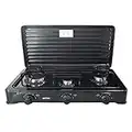 MPM Smile KN-03/1KB Cuisinière au gaz de camping Réchaud portable, 3 brûleurs réglables, couvercle amovible Noir Pour adulte Unisexe