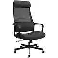 MELOKEA Ergonomic Office Chair, Desk Chairs for Home Office with Soft Headrest, Breathable Mesh Office Chair with Arms and Back Support, Swivel Executive Computer Chair (Black)