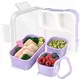 Genteen Bento Box for Kids, Kids Lunch Box with 3 Removable Compartments, Toddler Lunch Box for Daycare, School, Ideal Portion Size for Ages 3 to 7 BPA-Free Dishwasher Safe-Green - Purple