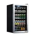 NewAir Beverage Refrigerator And Cooler, Free Standing Glass Door Refrigerator Holds Up To 126 Cans, Cools Down To 37 Degrees Perfect Beverage Organizer For Beer, Wine, Soda, Pop, And Cooler Drinks