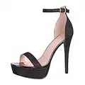 Elara Zapatos Mujer Tacón Alto Plateau Stiletto Chunkyrayan 8338-19 Black-41