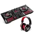 Numark DJ Pro Paket - Platinum FX DJ Controller Pult mit 4-Deck Kontrolle, integriertem Audio Interface, Jogwheel-Displays und Effektpaddeln und HF175 Kopfhörer im geschlossenem Design, 40mm Treiber