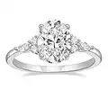 TIGRADE 3CT Engagement Ring Oval Cut Cubic Zirconia Marquise Round CZ Eternity Wedding Band for Women Size 4-11, Silver, Size 6