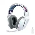 Logitech G733 LIGHTSPEED Wireless Gaming Headset with suspension headband, LIGHTSYNC RGB, Blue VO!CE mic technology and PRO-G audio drivers - White