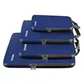 Amazon Brand - Eono Compression Packing Cubes, Luggage Organiser Set, Extensible Suitcase Organiser, Packing Organisers for Suitcases, Packing Cubes for Travel or Home Storage - Navy, 4 Set