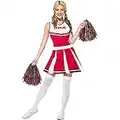 Smiffys Costume pom pom girl avec robe et pompons - Rouge - S (36-38)