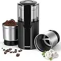 SHARDOR Coffee & Spice Grinders Electric with 2 Removable Stainless Steel Bowls for Dry or Wet Grinding, 70g.