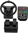 Logitech G Saitek Ensemble pour Engins Agricoles, Volant à 900 Degrés, +38 Boutons Assignables, Contrôleur Analogique Double, Stick de Contrôle, USB , PC/Mac - Noir