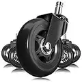 Office Chair Wheels Black Replacement Rubber Chair casters for Hardwood Floors and Carpet, Set of 5, Heavy Duty Office Chair casters for Chairs to Replace Chair mats - Universal fit