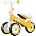 JOLLITO Vélo d'équilibre pour bébé, vélo réglable pour bébé de 12 à 24 Mois avec 3 Roues silencieuses, Jouet d'équitation pour garçons et Filles de 1 an (Yellow)