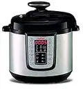 Tefal Fast&Delicious - Multicooker in acciaio inox, 25 programmi di cottura a velocità elevata, tecnologia di pressione sicura, 6 l, 6 persone, CY505E10 [display di controllo in lingua inglese]