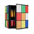 KLARSTEIN Solve - Mini Frigorifero, Minibar, Sistema di Raffreddamento Termoelettrico, Manopola Meccanica, Raffreddamento: 0 bis 10 °C, Classe di Efficienza Energetica F, 48 L, Nero/Colorato