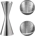 Delgeo Stainless Steel Cocktail Jigger-Spirit Measure, Professional Bartender Beverage Measuring Cup,Single/Double Measures with Built-in Scale Mark:10ml / 20ml / 30ml / 45ml (Silver)